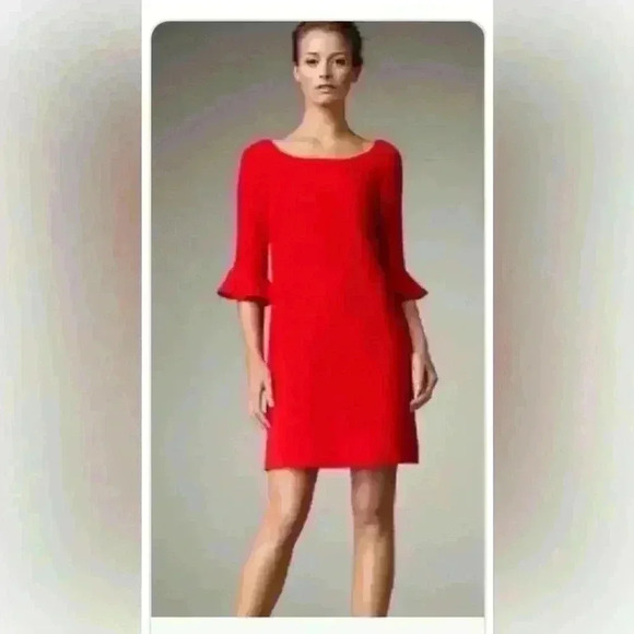 Kate Spade Luna Dress red with peplum/ flare sleeves size 4/6 - Picture 1 of 12